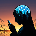 **

A person's silhouette fading into a sunset composed of data streams and digital icons (social media logos, email symbols, cloud storage icons). The foreground shows a ghostly outline of a smartphone. The overall mood is melancholic and reflective, hinting at the ephemeral nature of digital existence.

**