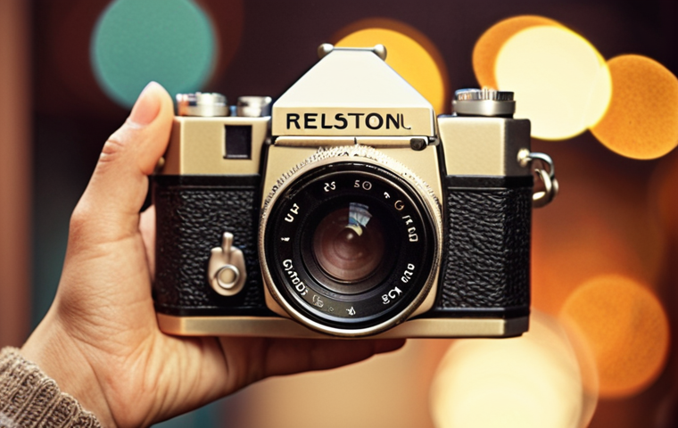 **

A retro-style film camera being held by a person with trendy clothing, bokeh background with warm vintage tones. Emphasis on texture and light.

**