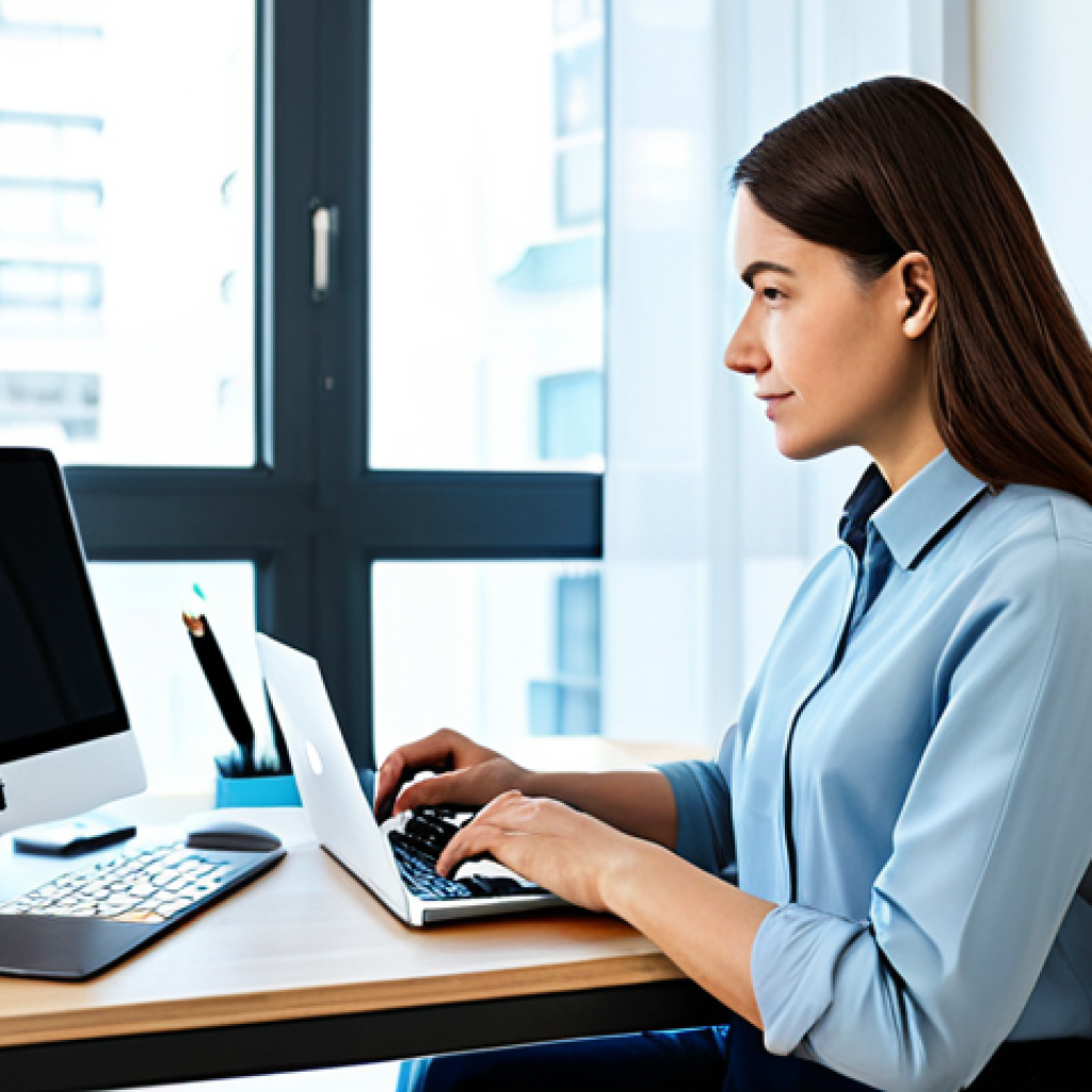 A professional individual, fully clothed in a modest business casual outfit, sitting at a clean desk in a modern, well-lit home office. They are calmly viewing a laptop screen that displays a clear, user-friendly interface for digital service data migration, showing progress bars and easy-to-understand instructions. The overall scene emphasizes transparency and preparedness in digital service termination. The lighting is soft and natural. safe for work, appropriate content, fully clothed, professional, perfect anatomy, correct proportions, natural pose, well-formed hands, proper finger count.
