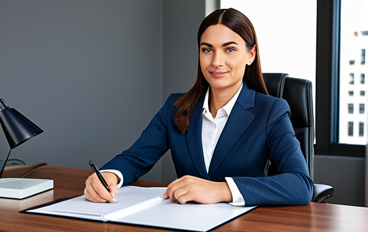 **

Professional businesswoman in a modest business suit, sitting at a desk in a modern office, fully clothed, appropriate attire, safe for work, perfect anatomy, natural proportions, professional photography, high quality, family-friendly.

**